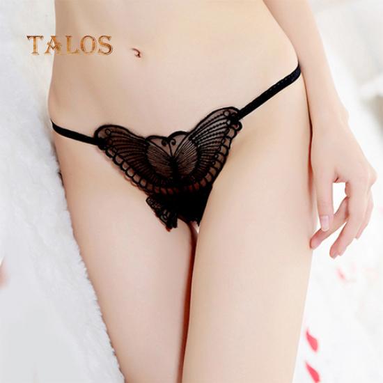 Talos Women Sexy Open Crotch Butterfly Hollow Strap Thong G-String Underwear Briefs Soft Panties
