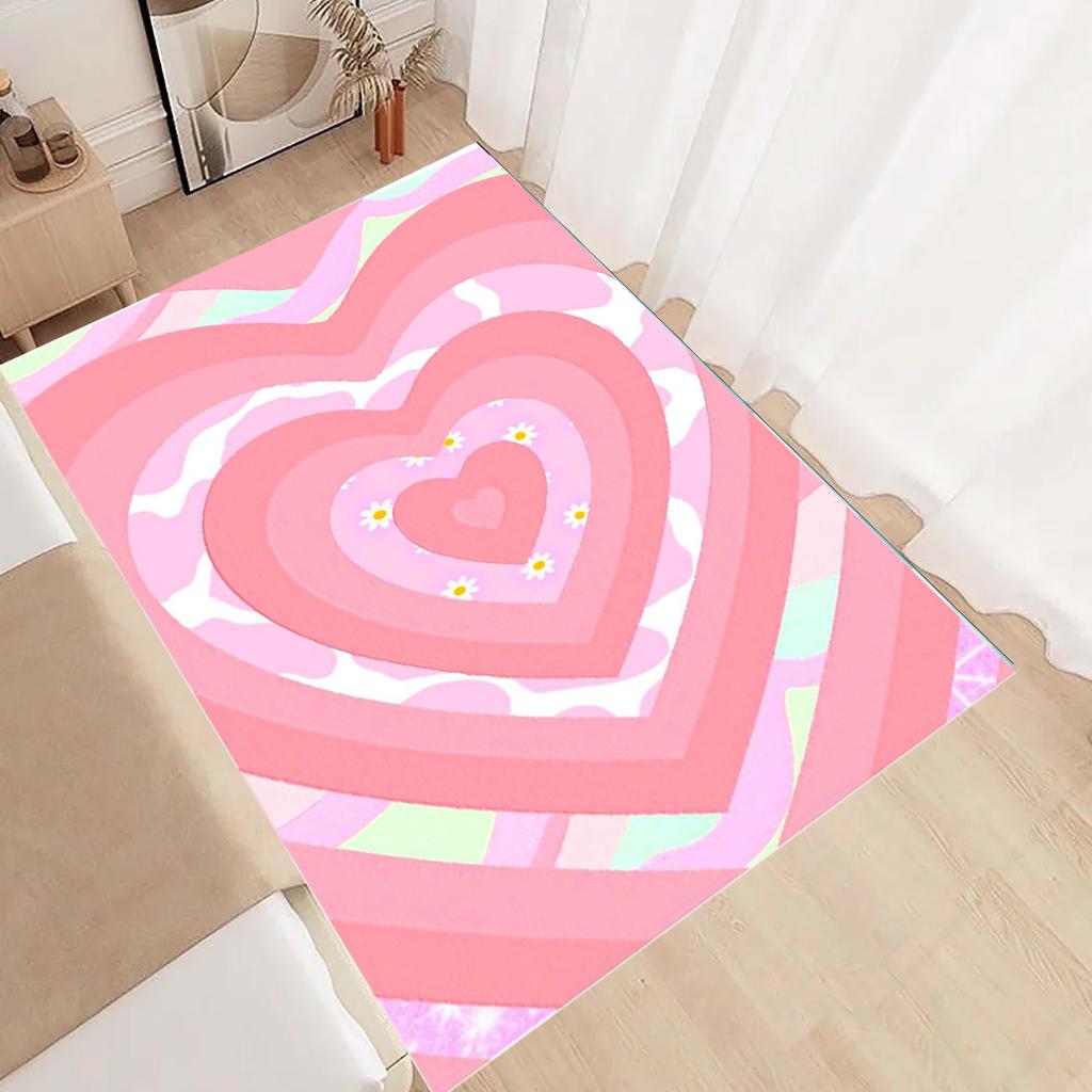 Visual Art Love Carpet Pink Blue Green Love Rug Chief Art Carpet Living Room Bedroom Atmosphere Decoration Valentine's Day Gift