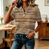 Women Casual Floral Print Top Short Sleeve V Neck Button Front Blouse Lightweight Loose Fit Shirt for Everyday Wear