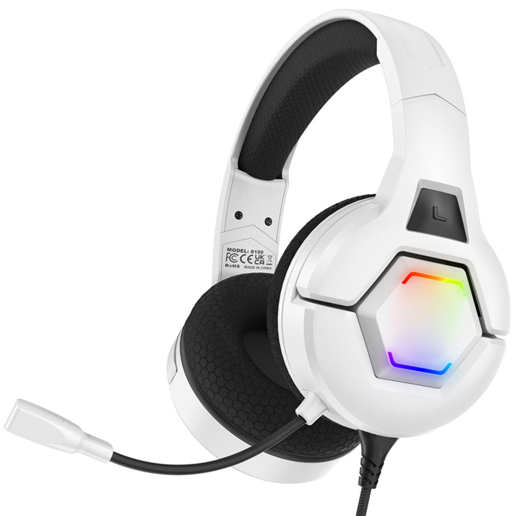 3.5mm Gaming Headset with Directional Microphone, Over Ear Game Headset with RGB Lighting, Volume Control for Smartphone, Laptop, Desktop PC, Gami