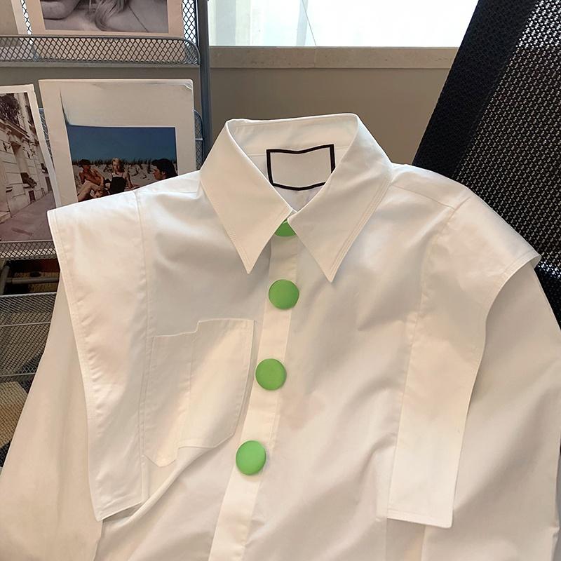 Loose  Tops Chic Button White Lapel Shirt Women Camisa Feminina Spring Casual Blouses Wild Shirts For Women