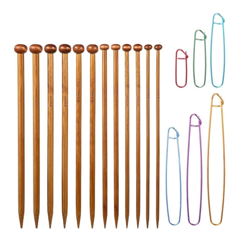 

6Pairs Single Ended Wood Knitting Needle Single Pointed Crochet Needle Yarn Craft Tool for Weaving Sweater Sock Scarf 1