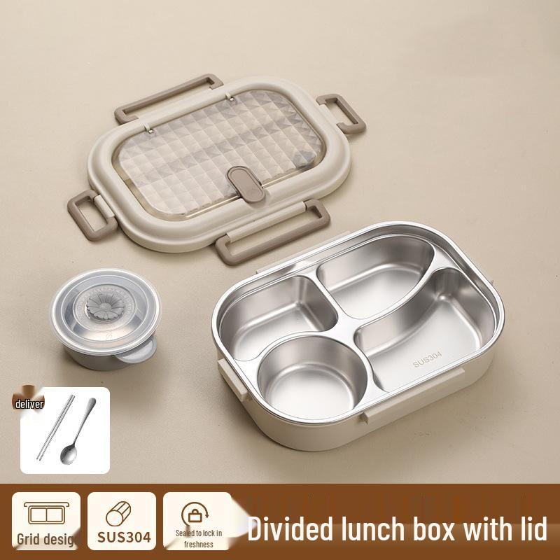 304 Stainless Steel Insulated Bento Lunch Box - Large Capacity, Food-Grade, Sealed Container for Students