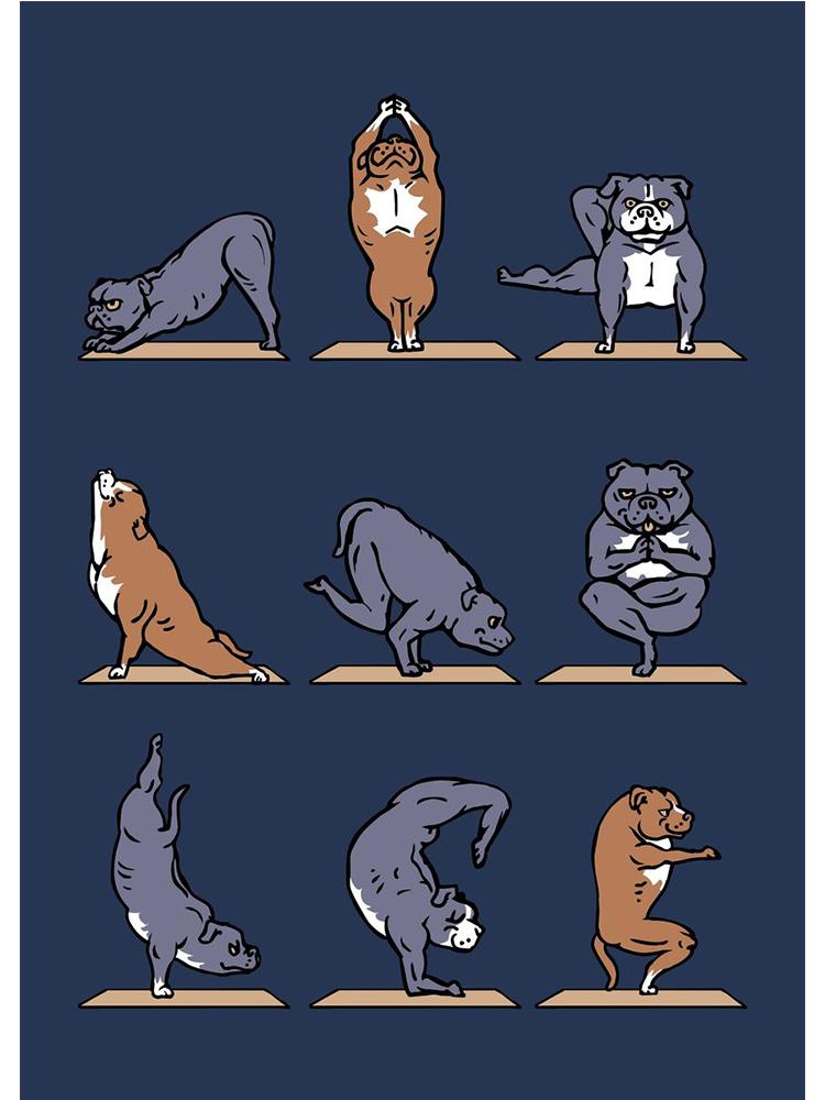 Modern Funny Cute Bulldog Cat Panda Yoga Gesture Poster And Print Canvas Painting Animal Nordic Wall Art Nursery Kidroom Decor