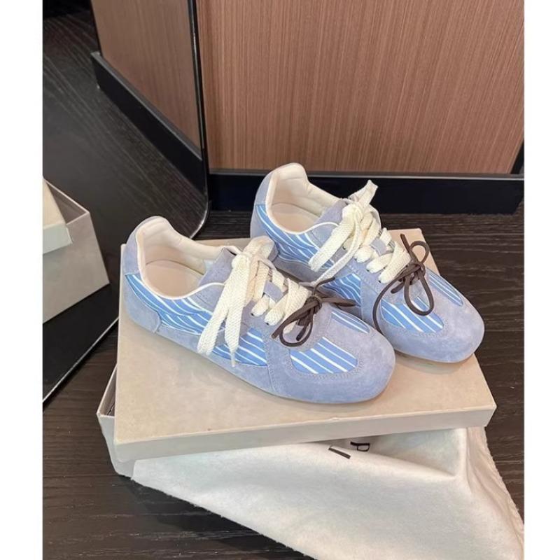 Retro contrasting color splicing flat bottom women's new fashionable versatile comfortable lightweight ballet style