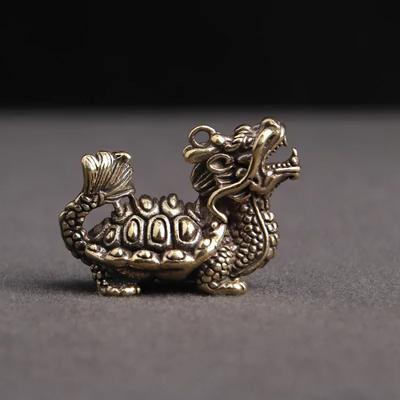 Broasca țestoasă retro din alamă, fiară mitică norocoasă, decorație pentru casă în stil chinezesc, ornamente de birou, breloc creativ pandantiv