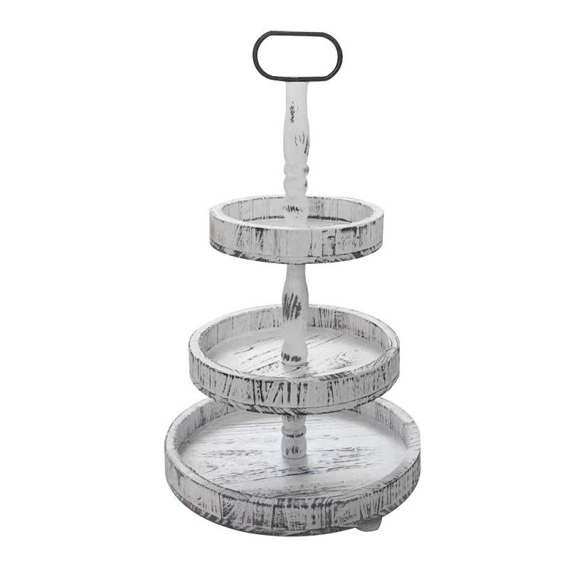 Creative European Double Layer Wooden Dessert Stand: Forest Style Cake and Treat Display Tray