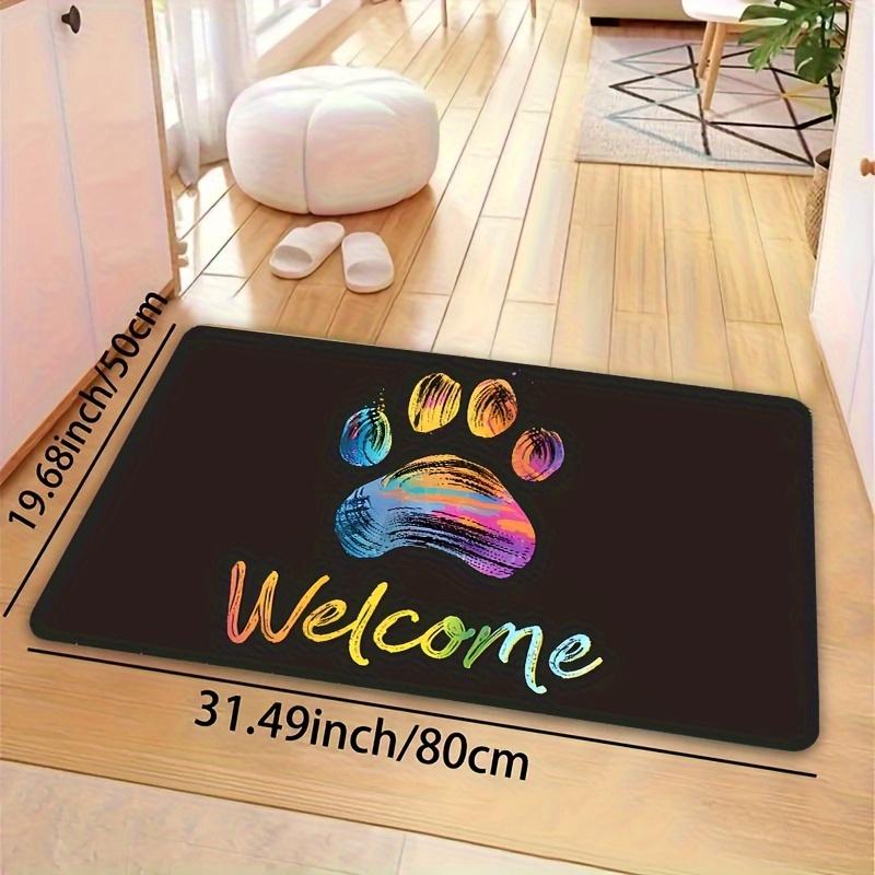 Giant Paw Print Welcome Area Rug - Non-Slip Machine Washable Mat for Living Room Bedroom Kitchen Bathroom Entryway Floor Decor