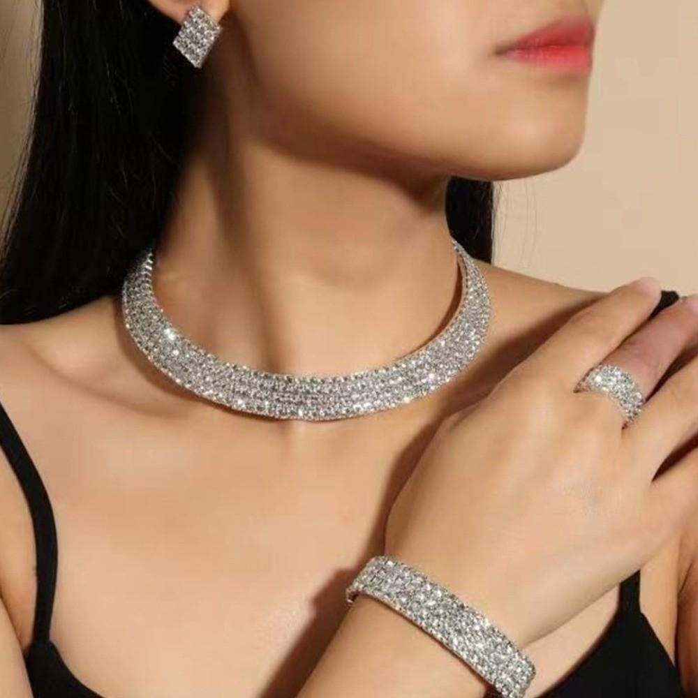 Necklace Bridal Jewelry Set Romantic Rhinestone Jewelry Set Wedding Accessories Wedding Party