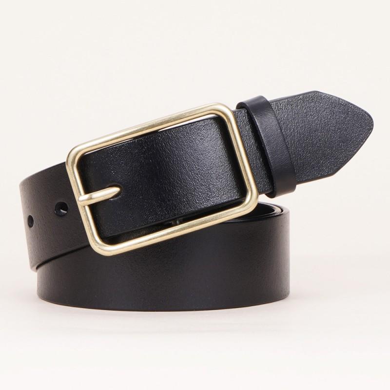 Womens Genuine Leather Belt With Pin Buckle Slim Fit Waist Cincher Jeans Casual Pants Vintage Minimalist Style