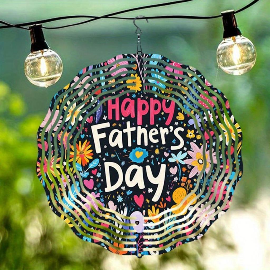 1 Stück Mandala Hänge-Windspiel mit "Happy Father's Day"-Design – Lebhaftes florales Muster, Metallkonstruktion