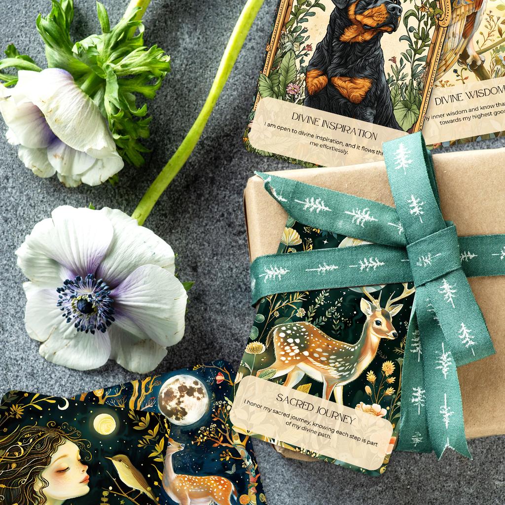 50pcs Spirit Animal Tarot Cards for Women, Inspirational Affirmation Cards, Guidance for Personal Growth,Love,Spiritual Journey