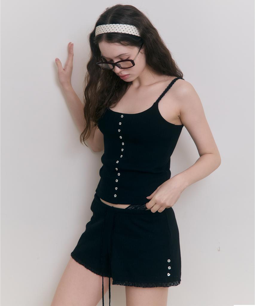 Lojanneu Sweet Dreams Button Cami Top (Black)