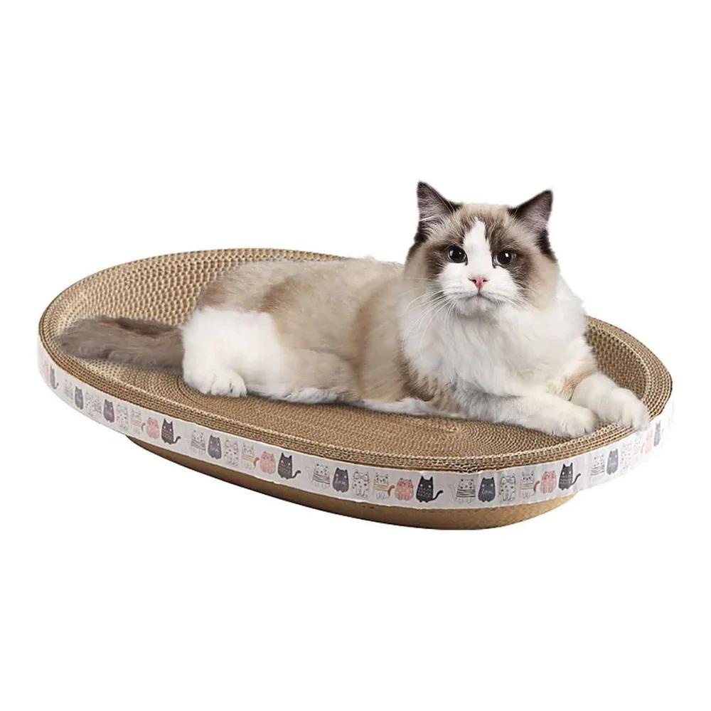 Corrugated Cardboard Oval Pet Scratching Post Pet Bed