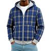 Felpa con cappuccio da uomo reversibile patchwork a quadri con zip per autunno e inverno