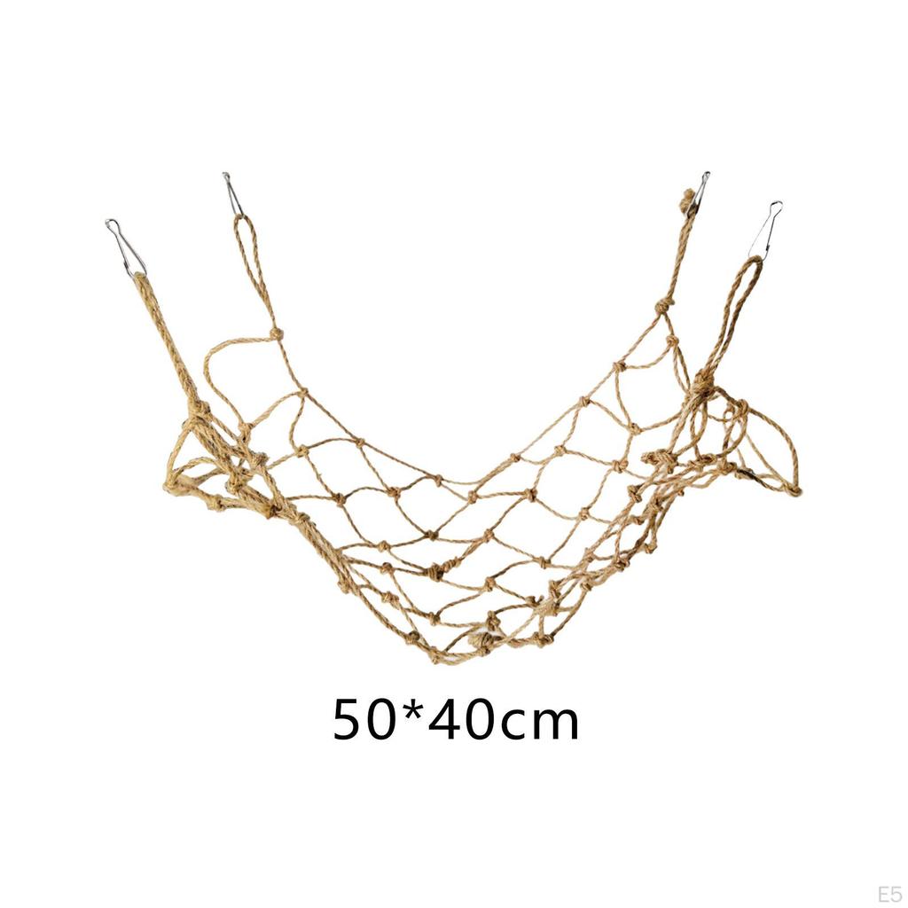 Bird Climbing Net Parrot Hanging Swing Rope Cage Perch with Buckles Hooks Chew Toy Hamster Hammock