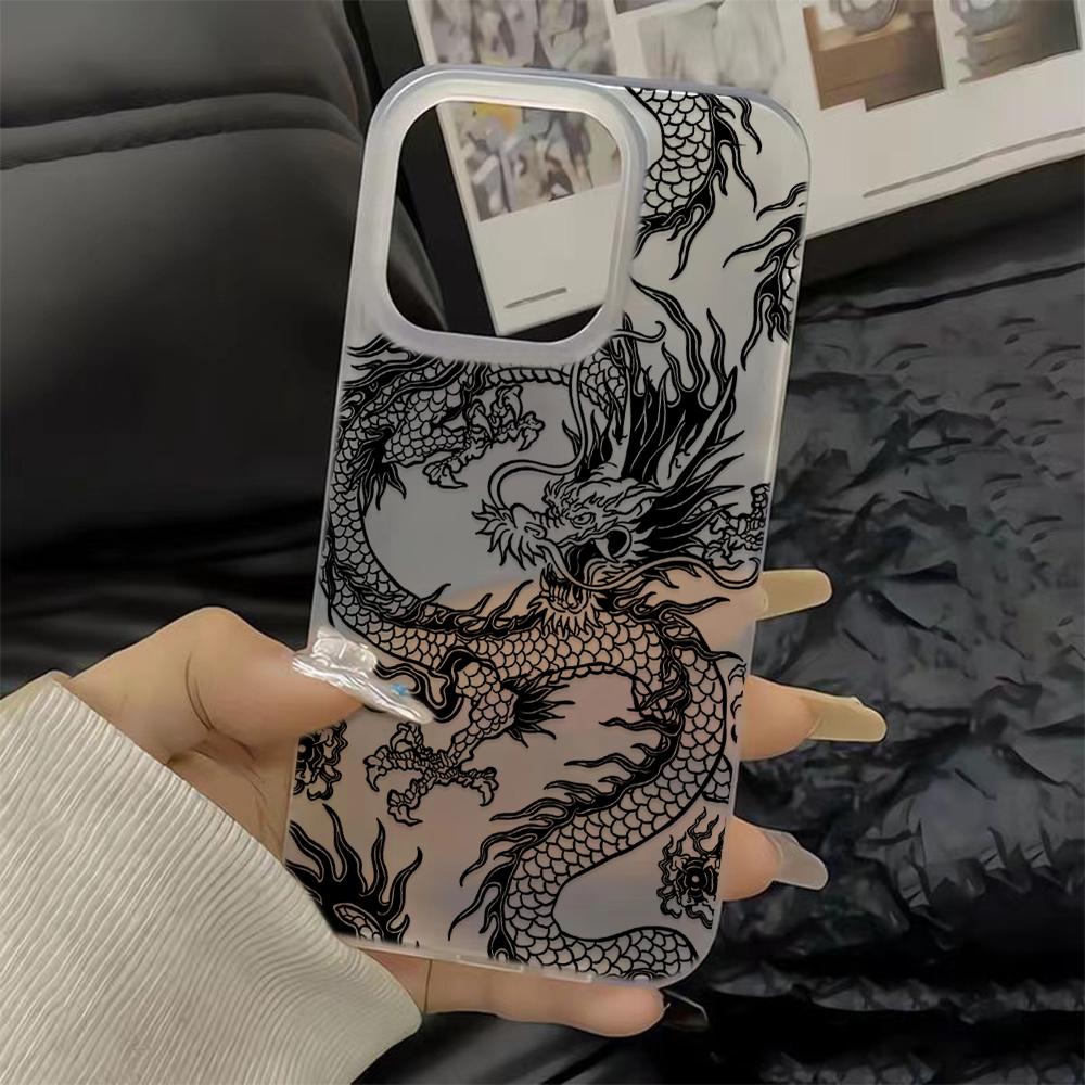 

Cartoon laser pink dragon Matte Clear Frosted Shockproof phone Case For iPhone 16 15 14 Plus 13 12 11 7 8 Pro X XR Max 7 8 Plus iPhone 16 Pro