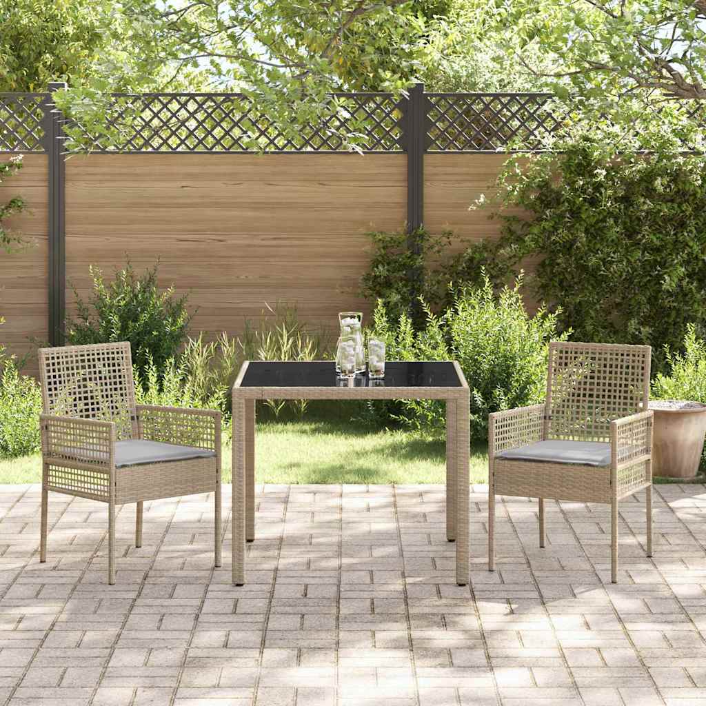Garden Dining Set 3 Pcs Beige Poly Rattan