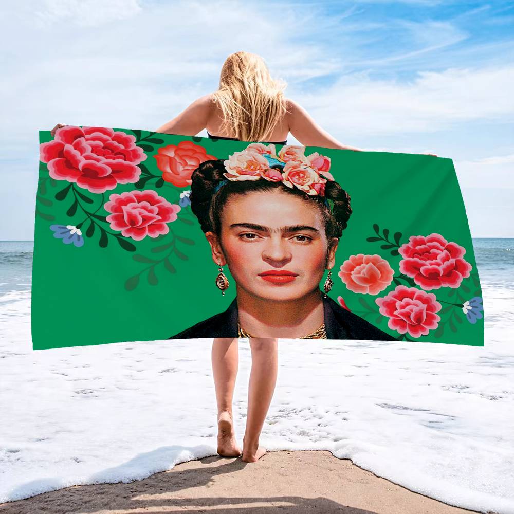 F-Frida K-Kahloes Bath Towel Microfiber Soft Water Absorbing Breathable For Girl Kids Decorative Cartoon Beach Towel