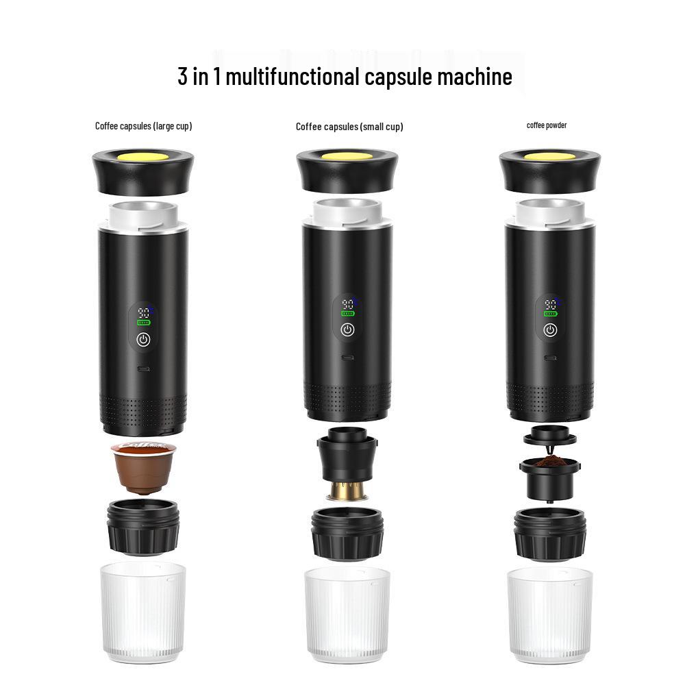 Portable Electric Capsule Coffee Maker - Pump-Action, Multifunctional, 3-in-1 for American & Italian Style
