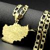 Afghanistan Map Province Name Pendant Necklace for Men Women Stainless Steel Gold Color National Hip Hop Chain Jewelry Gift