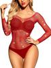 Sexy Fishnet Bodysuit Costume Lingerie For Woman Open Crotch Bodystocking Diamonds Erotic Long Sleeve Underwear Porn Catsuit