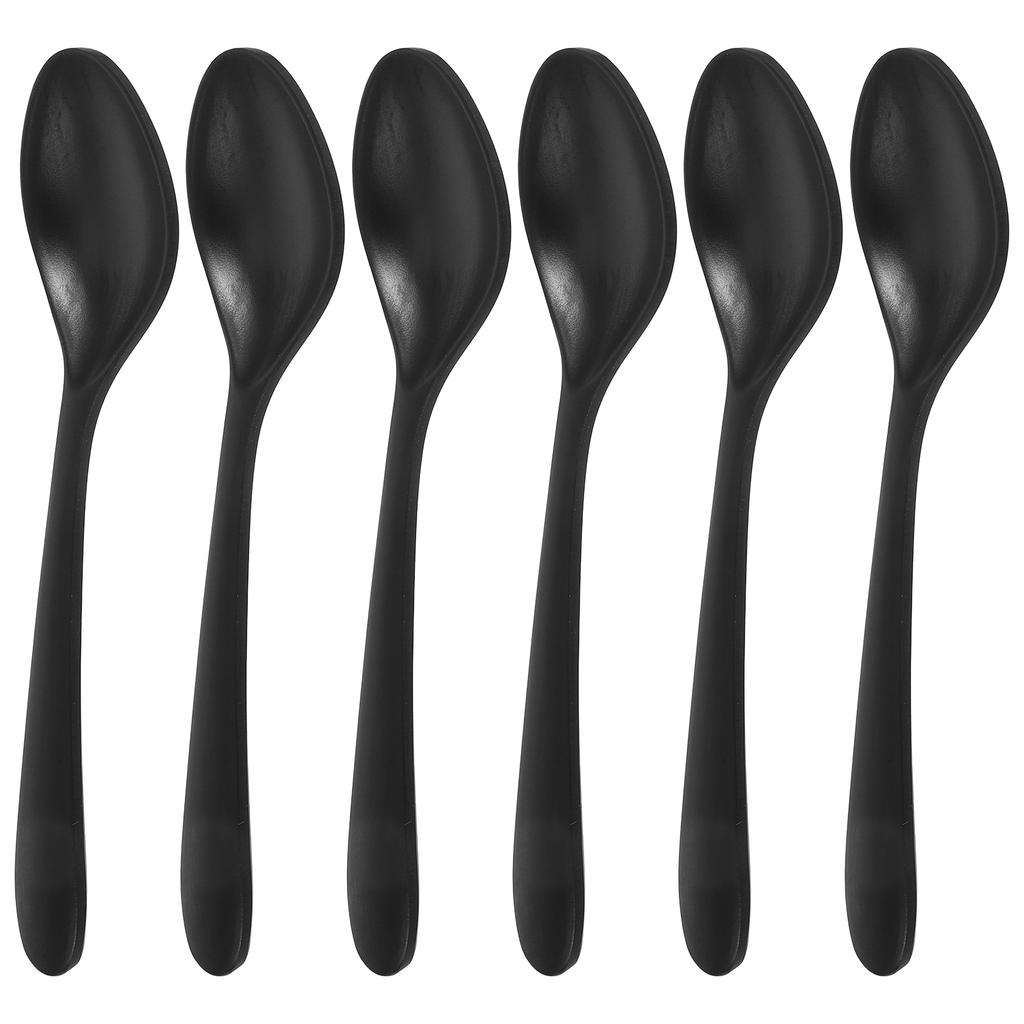 6PCS Black Soup Spoon Melamine Diningware Lightweight Restaurant Tableware Melamine Commercial