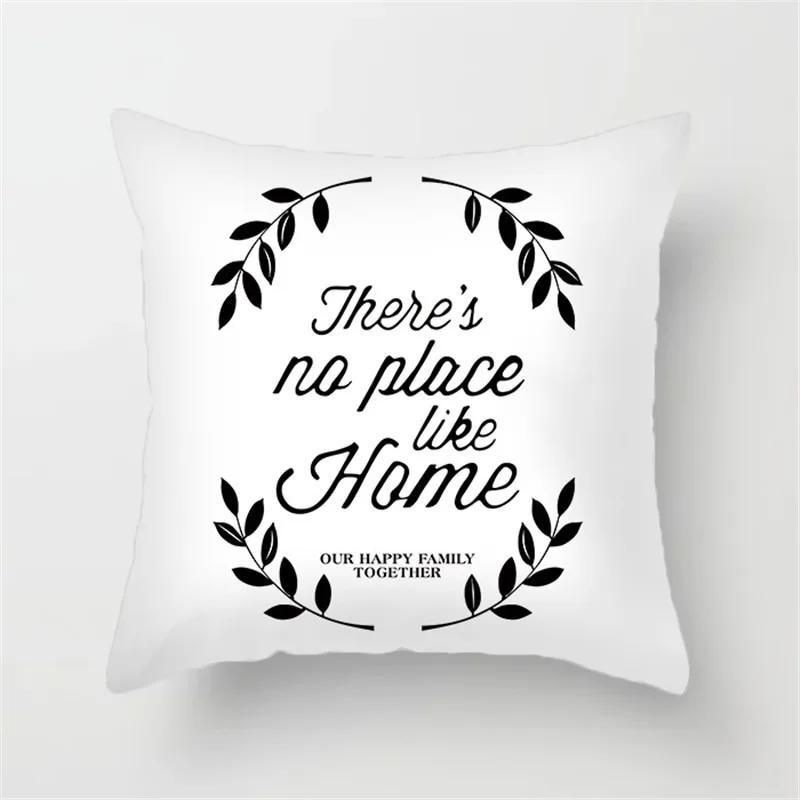 Office Sofa Car Cushion Cover Cartoon Black and White Simple Line Printing Luxury Home Decoration Pillow Cover