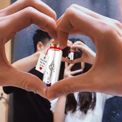 Jubileum Romantisch Cadeau voor Haar Hem Jij Houdt de Sleutel tot Mijn Hart Fles Klein Glazen Wenspotje voor Valentijnsdag Jubileum Kerst