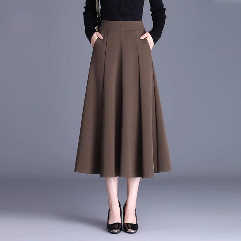 Draped Pleated Skirt Skirt Women's Spring & Fall New Arrivalhigh Waist Longa-line Umbrella Skirt Large Swing Long Skirt