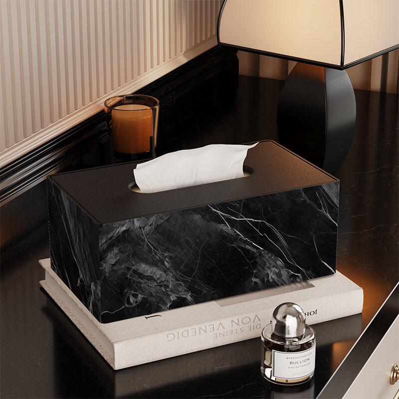 Marble Pattern Leather Tissue Box