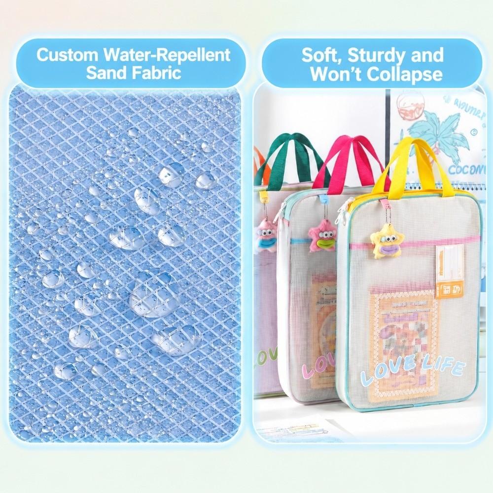 Waterproof Mesh Zipper Pouch Bag EVA Transparent File Bag Tutoring Bag  School Office Supplies