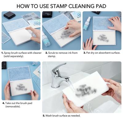 18.5x12.5cm Double-Sided Stamp Scrubber for Clear/Rubber/Cling/Foam Stamps Large Stamp Cleaning Pad Stamping Tool for Cleaning C