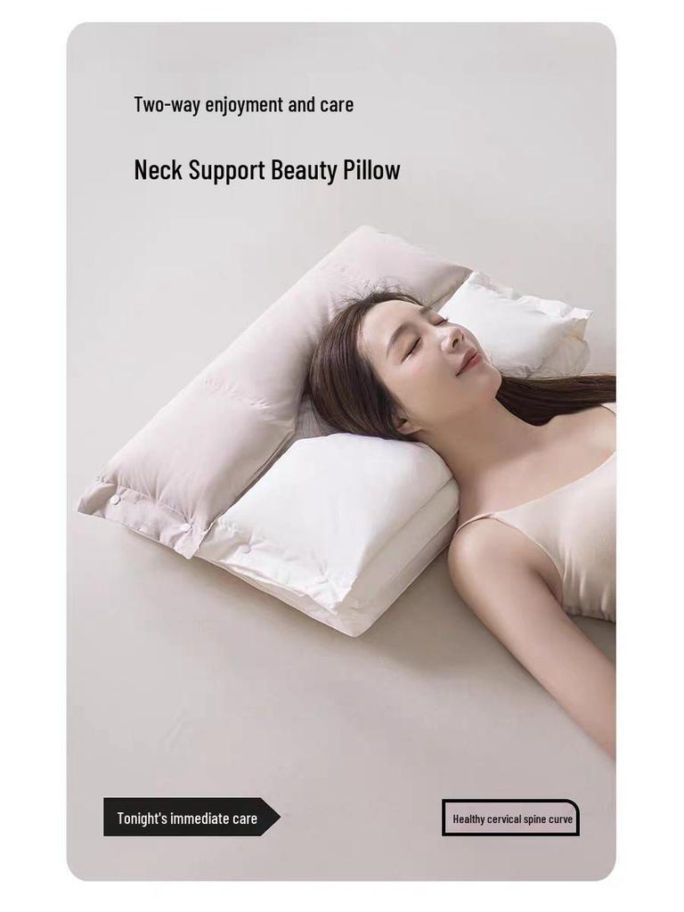 All-Cotton Neck & Ear Protection Pillow for Adults - Soft & Firm Support for Side Sleepers