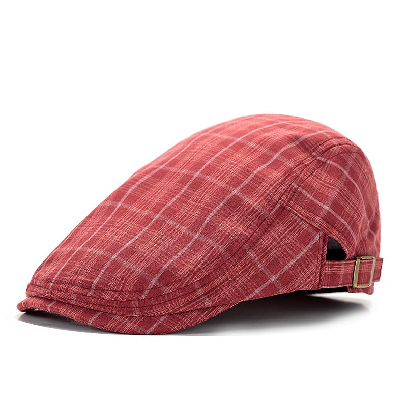 Plaid Forward Hat Men's Retro British Style Cap Spring Autumn Breathable Hat Women's Sun Hat
