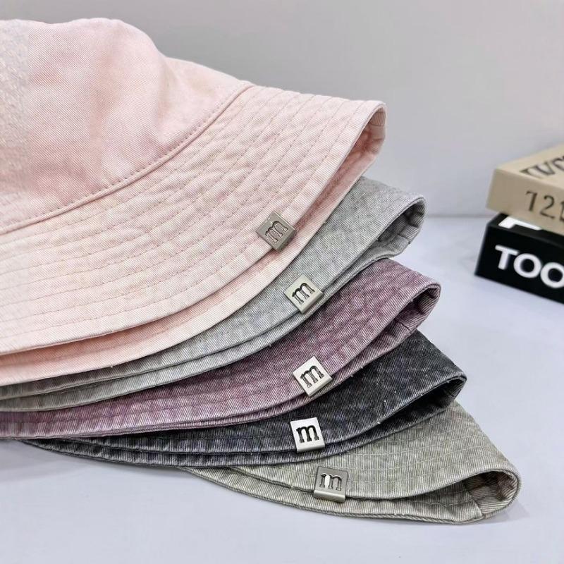 Denim bucket hat men's big brim showing face small girl plain face cover basin hat versatile couple hat