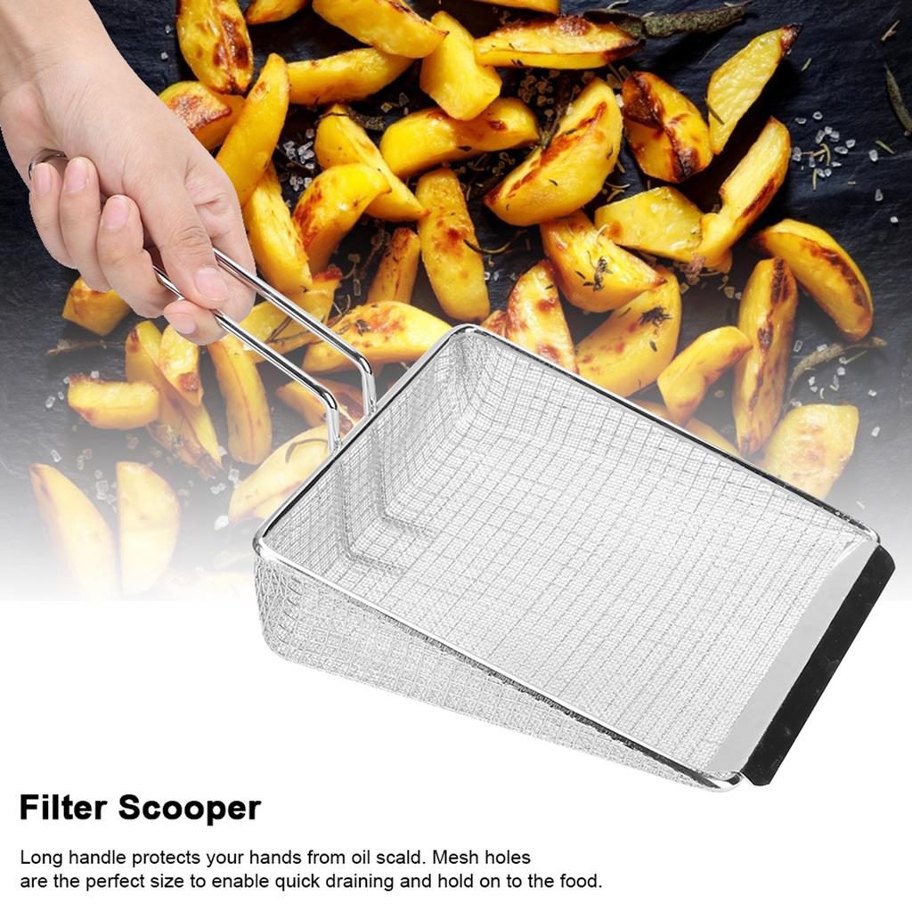 Multifunkční kuchyňská lopatka na vaření a smažení z nerezové oceli, síťovaná lopatka na hranolky