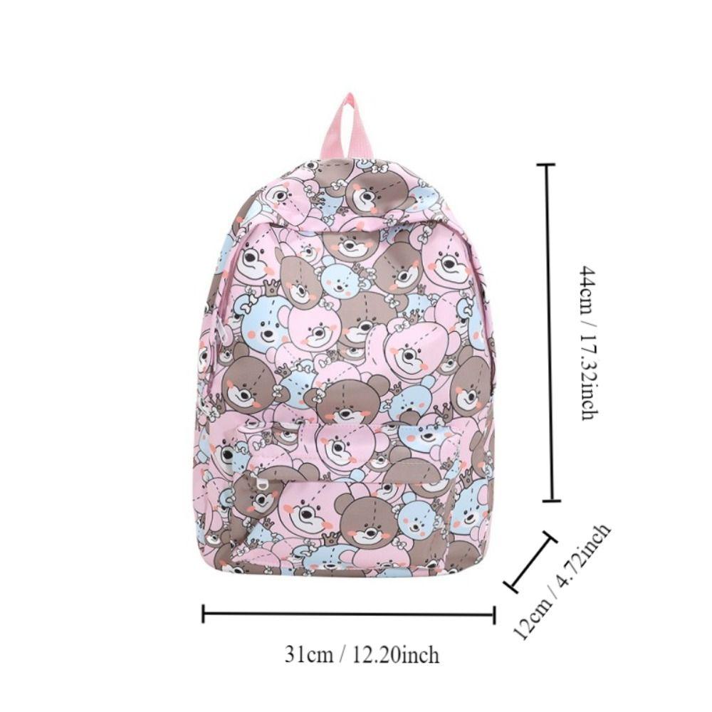 Cute Bear Printed Student Backpack Large Capacity Waterproof Book Bag Nylon Women Backpack Students