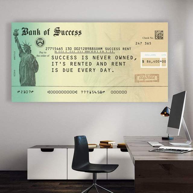

Банк успеха, холст, картина, мотивирующие настенные картины, абстрактные постеры и принты в клетку для украшения гостиной, Cuadros 50cm×100cm NoFrame