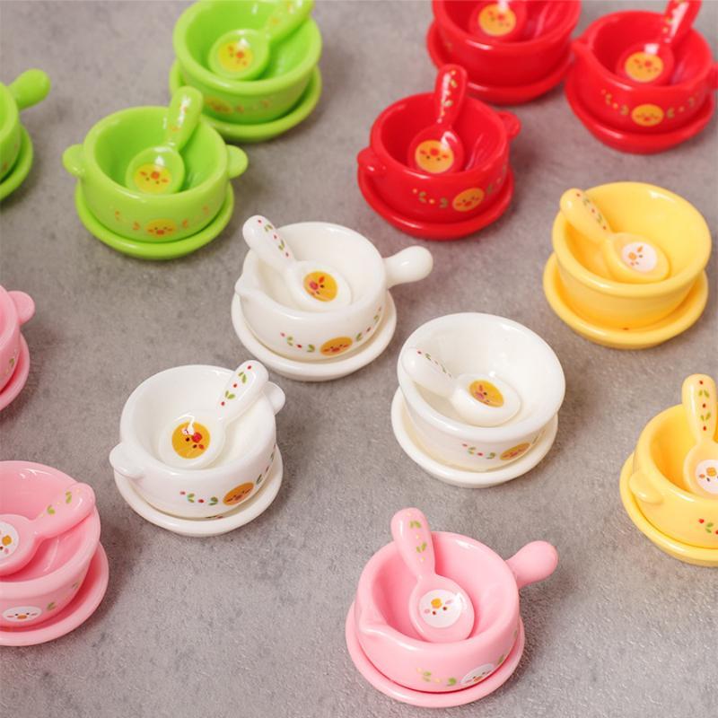 3Pcs 1/12 Dollhouse Mini Instant Noodles Bowl Plates Dishes Model Simulation Kitchen Decoration Doll House Pretend Play Toys