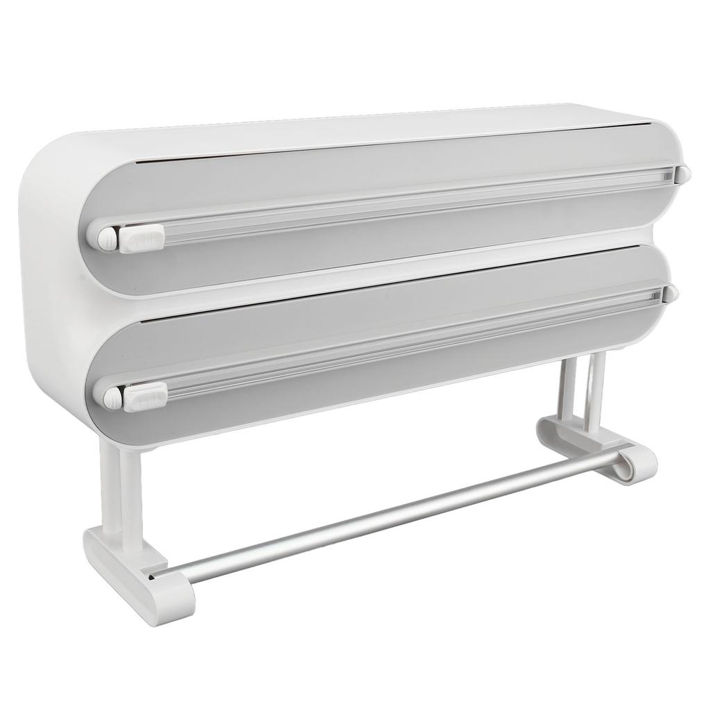 3 In 1 Wrap Cutter Organizer with Paper Towel Holder Magnetic Plastic Aluminum Alloy Space Saving Bi