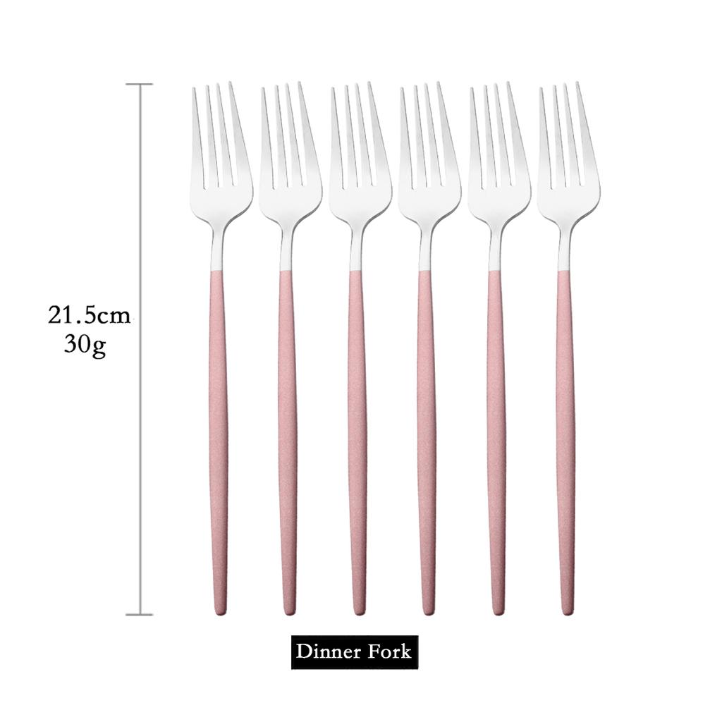 6Pcs Colorful Cutlery Set Stainless Steel Dinner Fork Set Dessert Cake Fork Fruit Salad Fork Tableware Set Kitchen Flatware Set