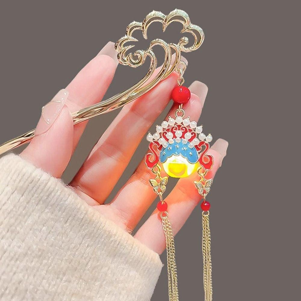 Luminescent Glowing Lantern Hairpin LED Light Butterfly Hairpin  Hair Sticks for Long Hair