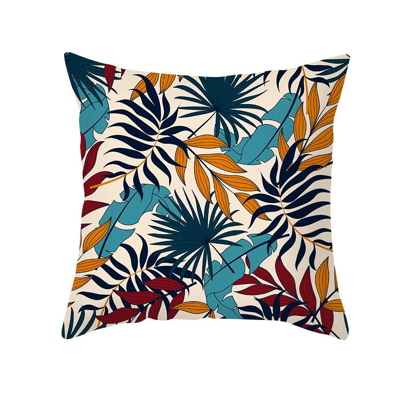 Peach Skin Printed Pillowcase Small Fresh Nordic Green Plant Sofa Cushion Cushion Cover Home Supplies