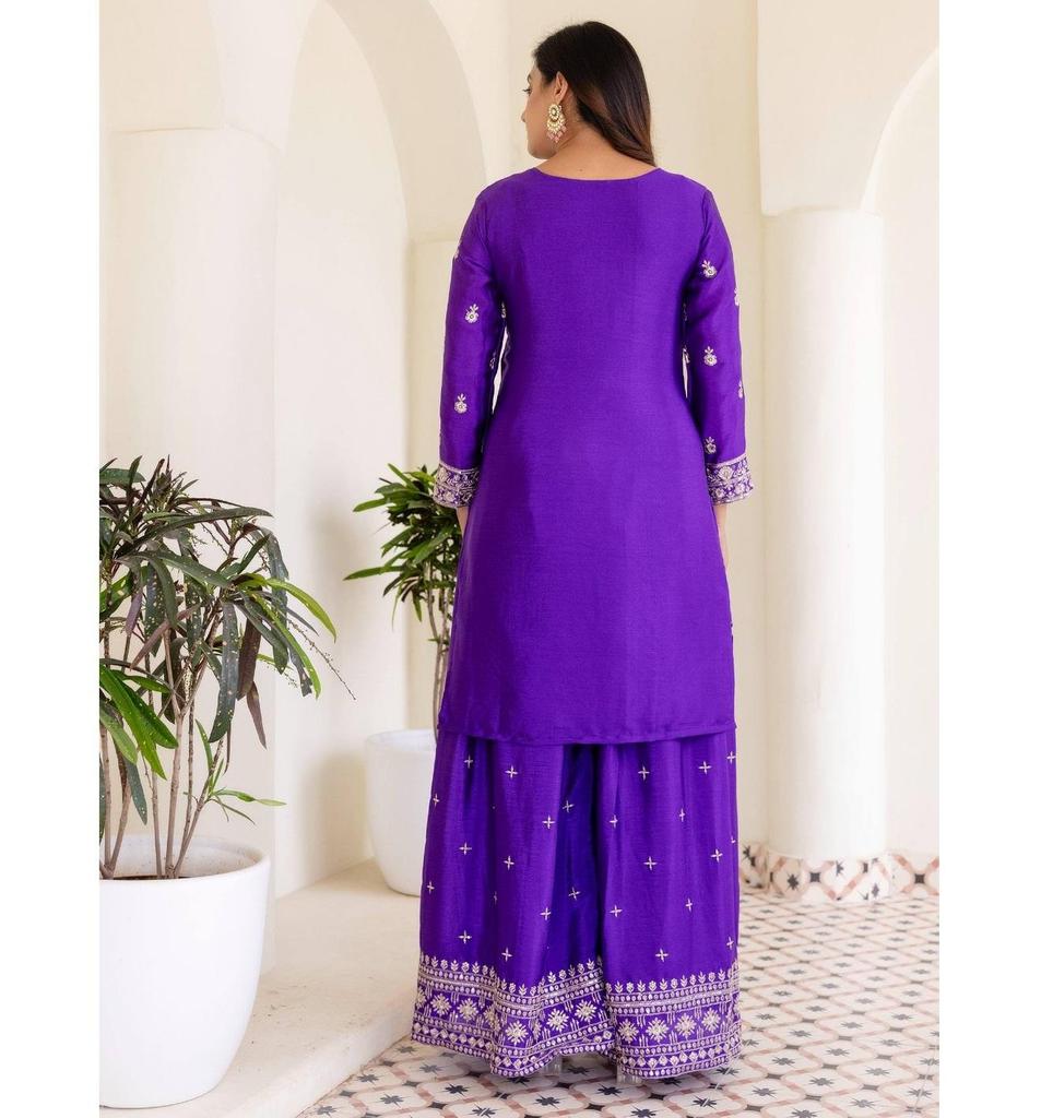 Party Wear Chinon Salwar Suit Women Bollywood Indian Ethnic Salwar Kameez Palazzo Set
