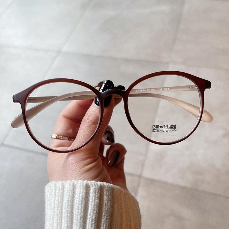 Blue Light Blocking Eyeglass Frame For Women Round Shape  Material Eyeglasses Frames Men Vintage Stylish Decorative Glass