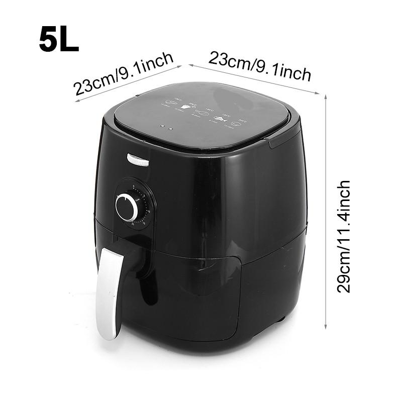 1350W Electric Deep Airfryer 5L Multifunction Air Fryer Chicken Oil Free Air Fryer Health Fryer Pizza Cooker Digital Thermostat