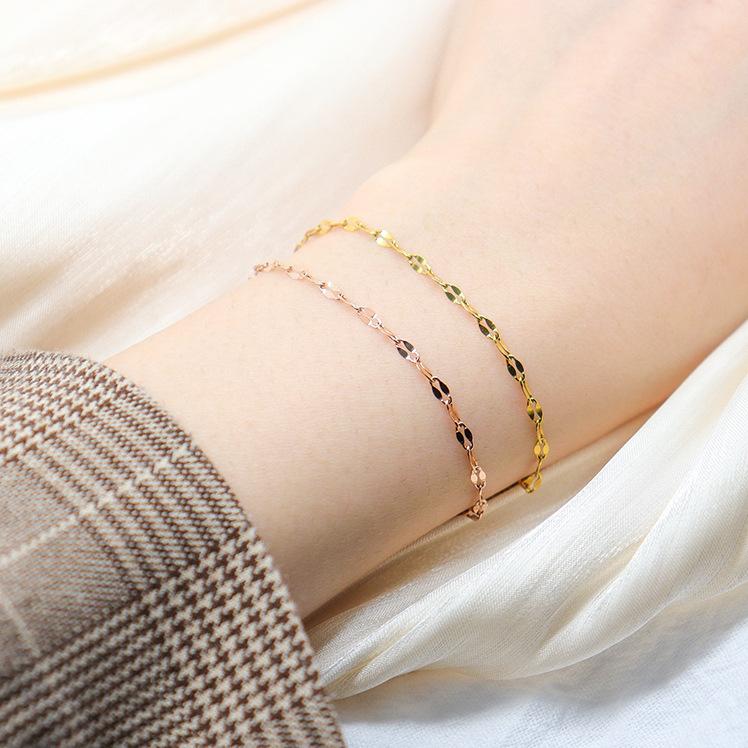 Recommended Classic Titanium Steel Gold-Plated Rose Gold Bracelet, Versatile Daily Temperament Thin Bracelet Women Do Not Fade