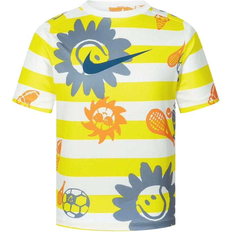 

Nike Color Block Striped Round Neck Quick Dry Sunflower Short Sleeve T-Shirt Kids Tops Yellow White HM4639731 XL