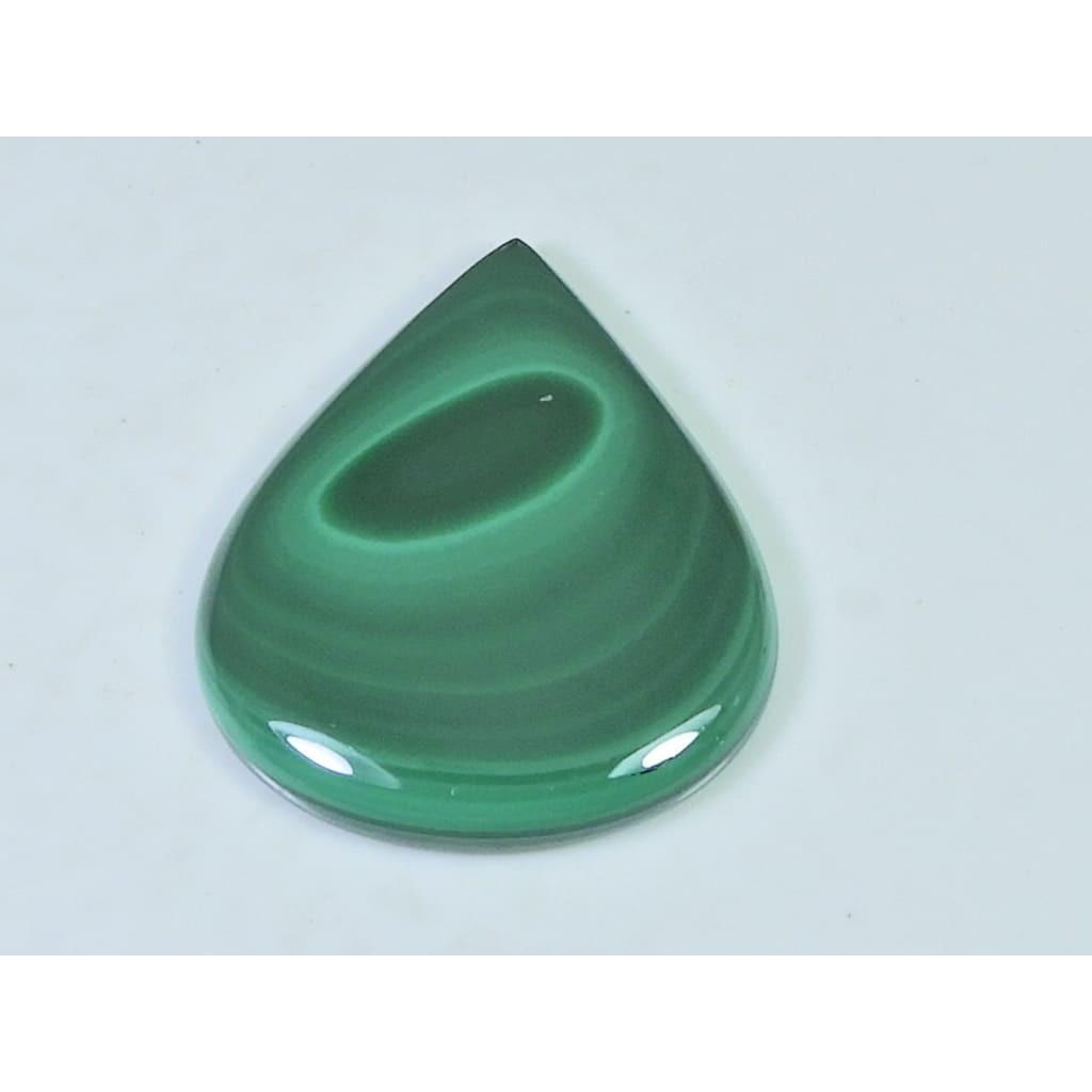 71Cts. Natural Green Malachite Pear Shape Cabochon Loose Gemstone 32X37X05MM D-334